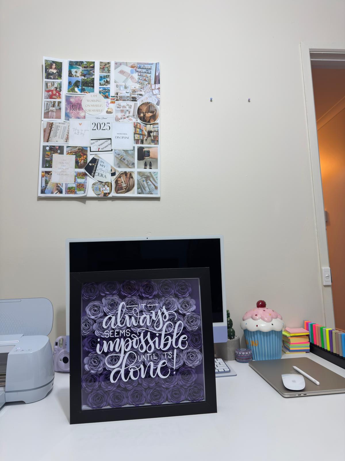 Luxury Personalized Shadow Box with Paper Flowers & Custom Quote - BLACK FRAME