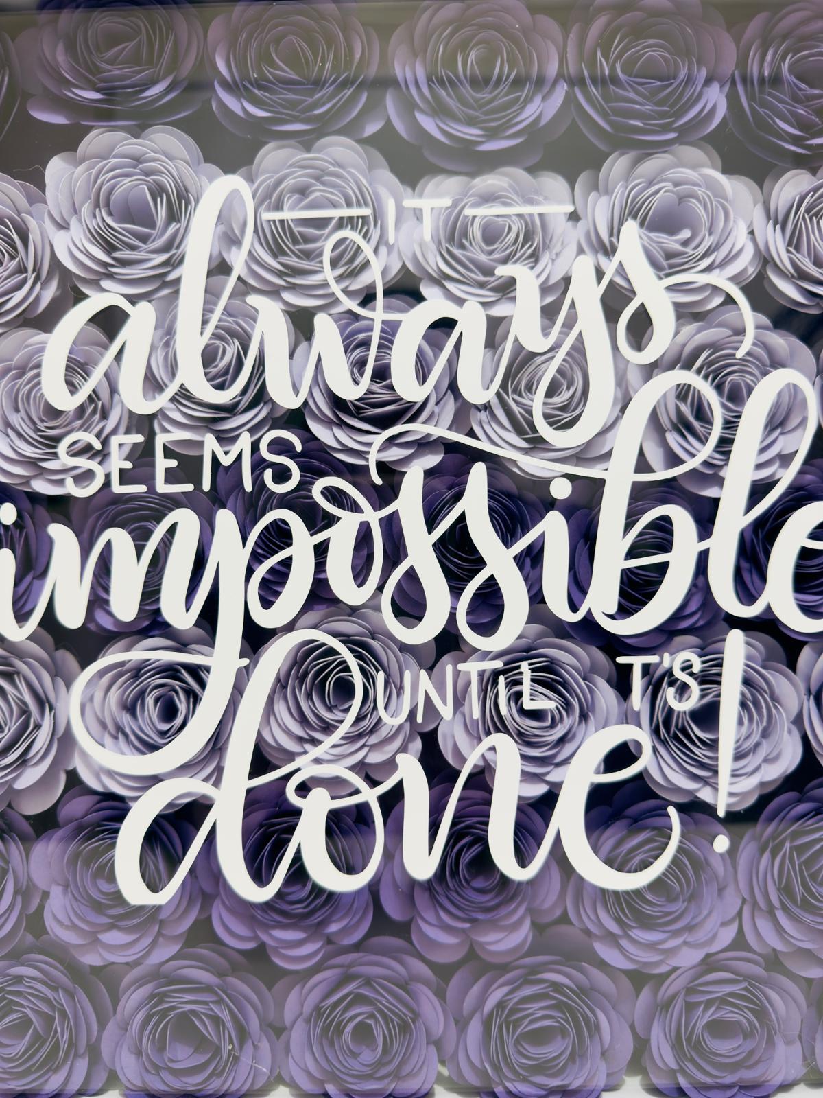 Luxury Personalized Shadow Box with Paper Flowers & Custom Quote - BLACK FRAME