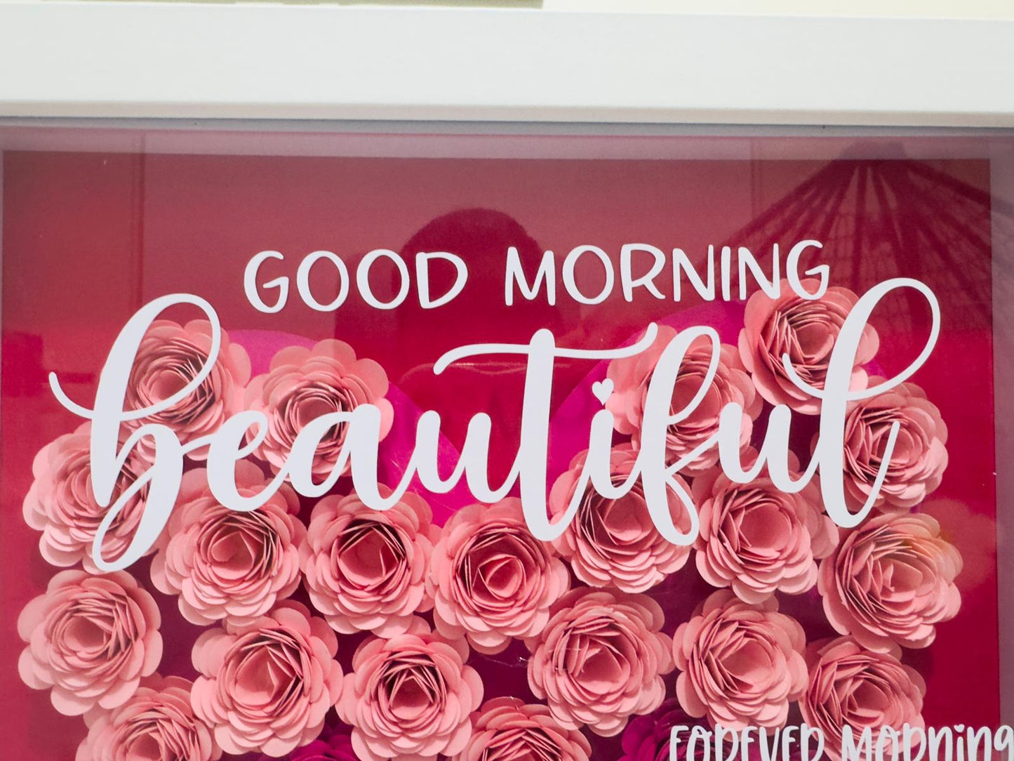 Luxury Personalized Shadow Box with Paper Flowers & Custom Quote -WHITE FRAME