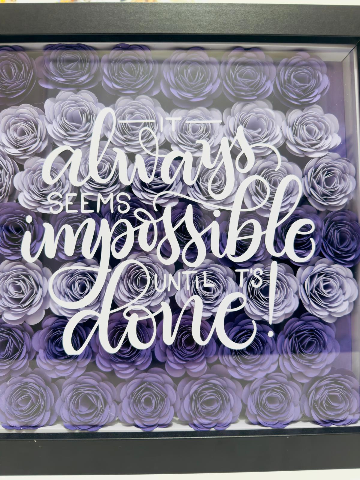 Luxury Personalized Shadow Box with Paper Flowers & Custom Quote - BLACK FRAME