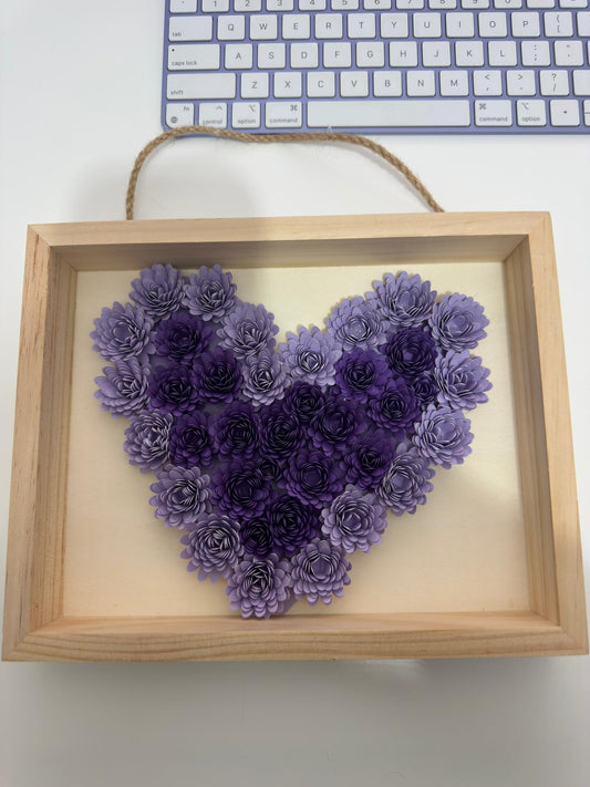 Rustic Floral Heart Wall Art – Handmade Wooden Frame Decor