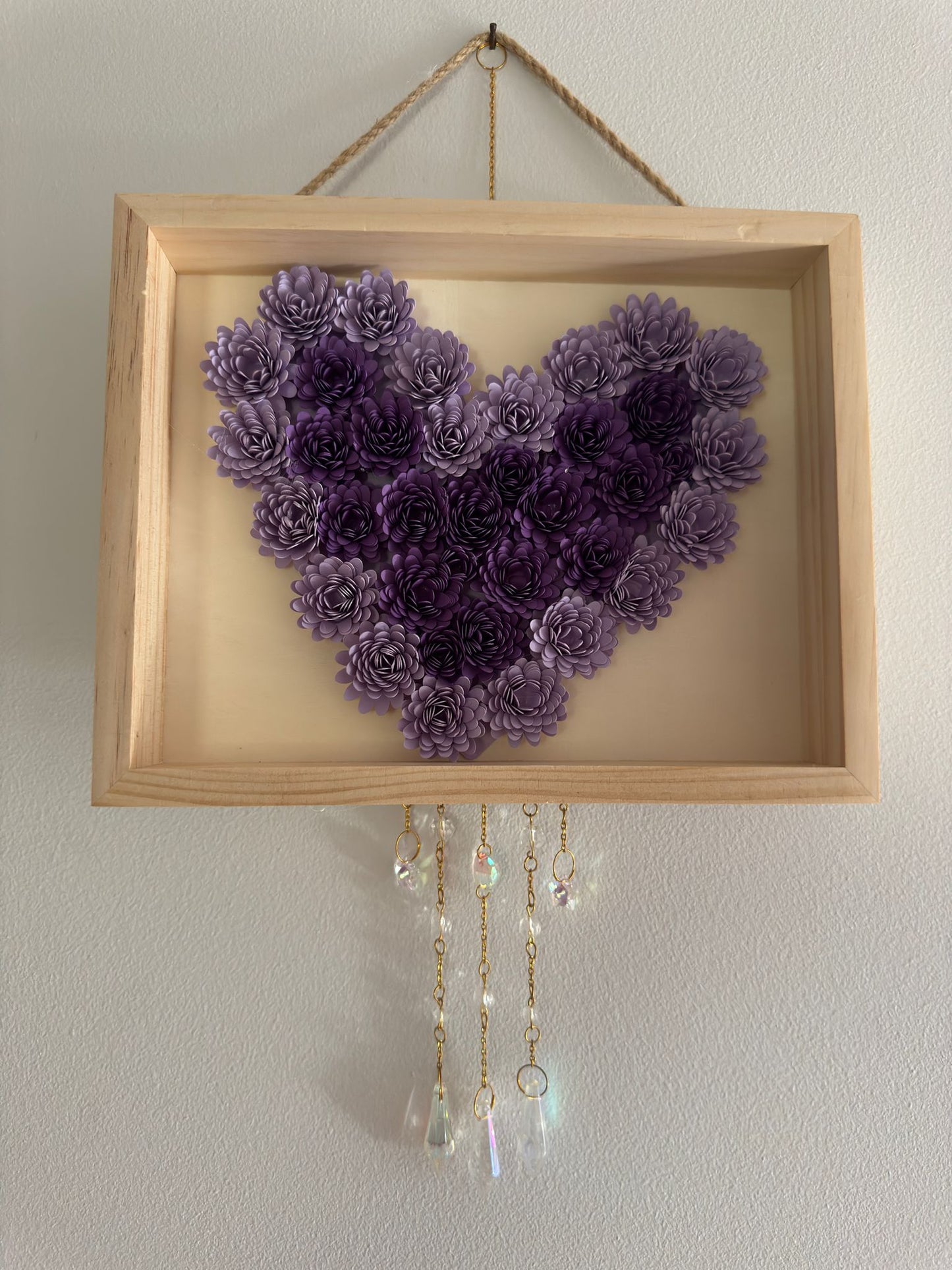 Rustic Floral Heart Wall Art – Handmade Wooden Frame Decor